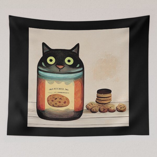 Item preview, Funny Black Cute Cat Making Biscuits With Love in a Cookie Jar No Text designed and sold by MattsMultiverse.