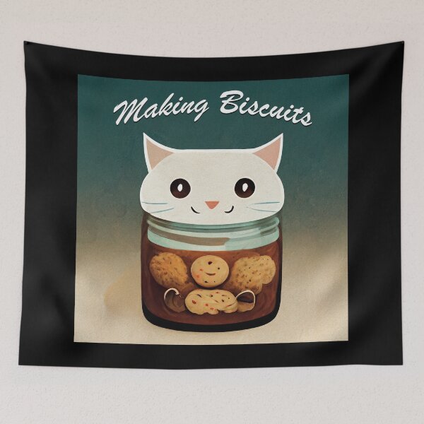 Item preview, Funny White Cute Cat Making Biscuits With Love in a Cookie Jar designed and sold by MattsMultiverse.
