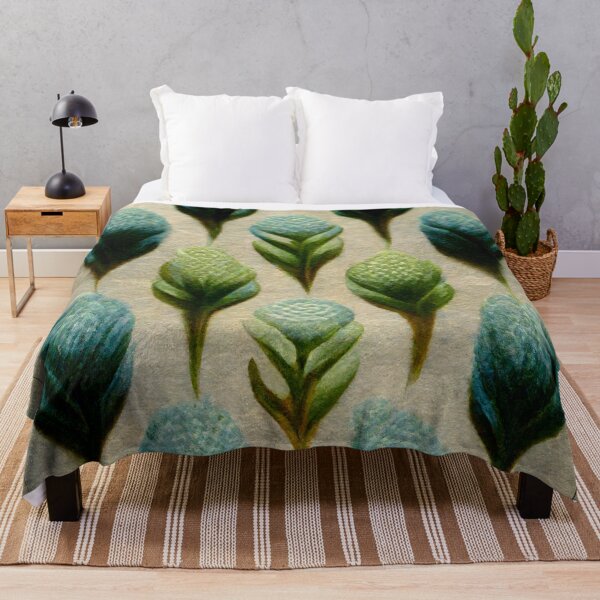 Item preview, Green and Blue tropical plants pattern painting designed and sold by plantasiadesign.