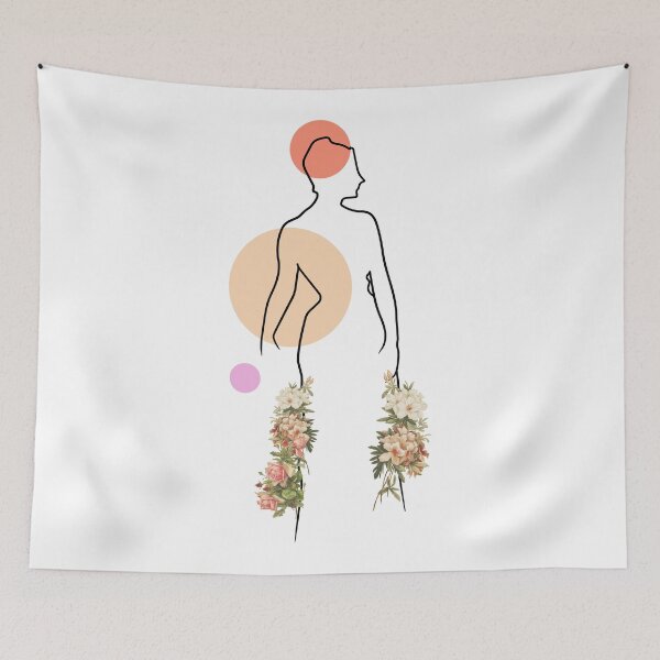 Item preview, One line minimalist woman: vintage flowers canva. designed and sold by HA  Design.