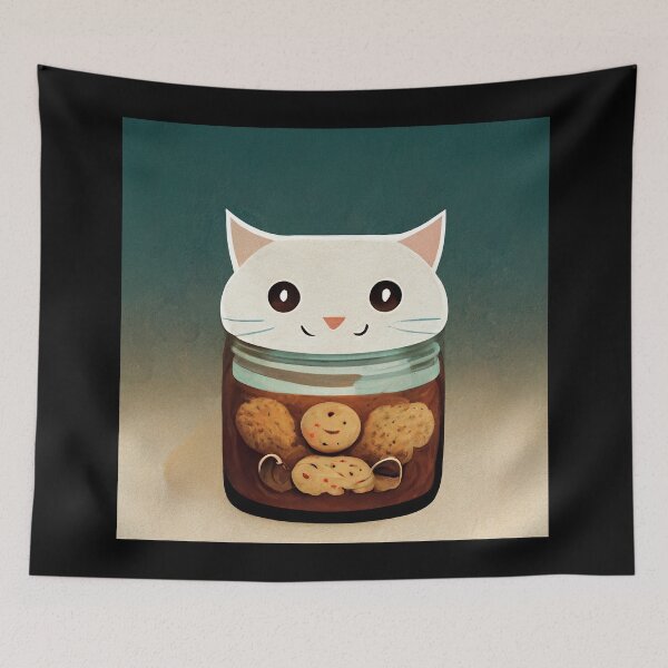 Item preview, Funny White Cute Cat Making Biscuits With Love in a Cookie Jar No Text designed and sold by MattsMultiverse.