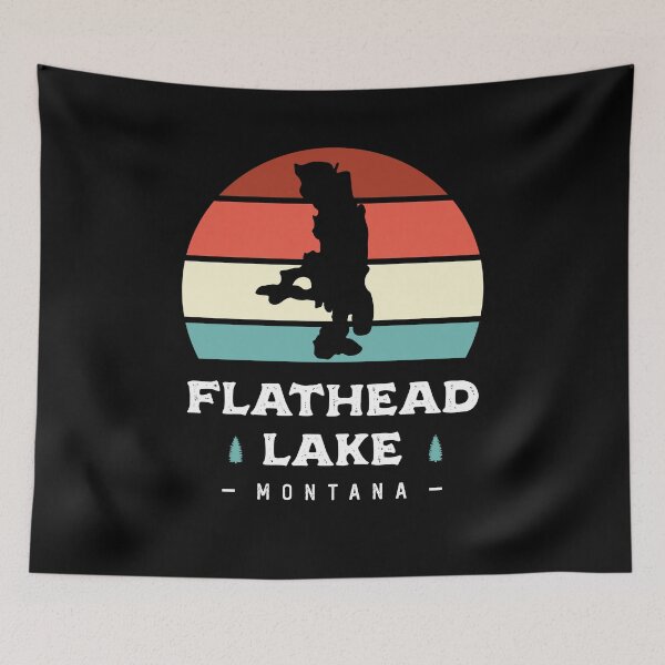 Item preview, Flathead Lake Montana National Park Camping Retro designed and sold by Uppercase Tees.