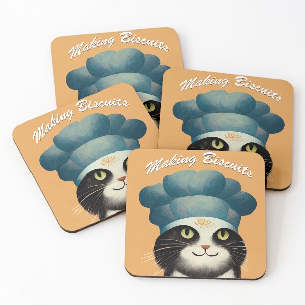 Item preview, Cute Black and White Funny Cat Making Biscuits With Love and a Chef Hat designed and sold by MattsMultiverse.