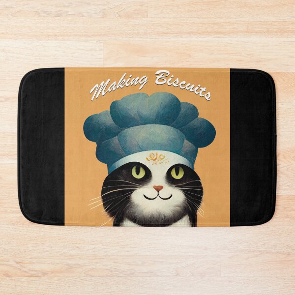 Item preview, Cute Black and White Funny Cat Making Biscuits With Love and a Chef Hat designed and sold by MattsMultiverse.