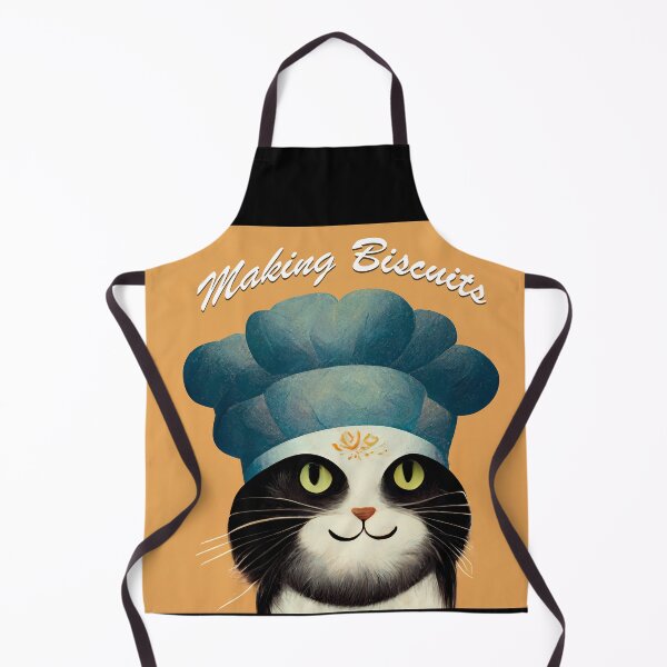 Item preview, Cute Black and White Funny Cat Making Biscuits With Love and a Chef Hat designed and sold by MattsMultiverse.