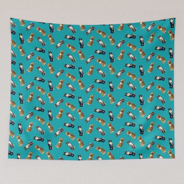 Item preview, Cats by BeeFoxTree on Turquoise background designed and sold by BeeFoxTree.
