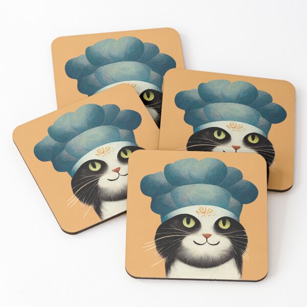 Item preview, Cute Black and White Funny Cat Making Biscuits With Love and a Chef Hat No Text designed and sold by MattsMultiverse.