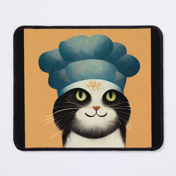 Item preview, Cute Black and White Funny Cat Making Biscuits With Love and a Chef Hat No Text designed and sold by MattsMultiverse.
