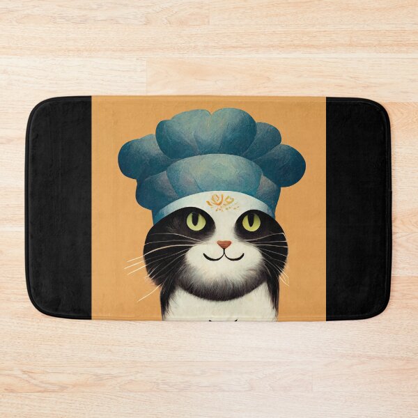 Item preview, Cute Black and White Funny Cat Making Biscuits With Love and a Chef Hat No Text designed and sold by MattsMultiverse.
