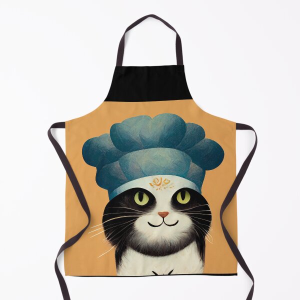 Item preview, Cute Black and White Funny Cat Making Biscuits With Love and a Chef Hat No Text designed and sold by MattsMultiverse.