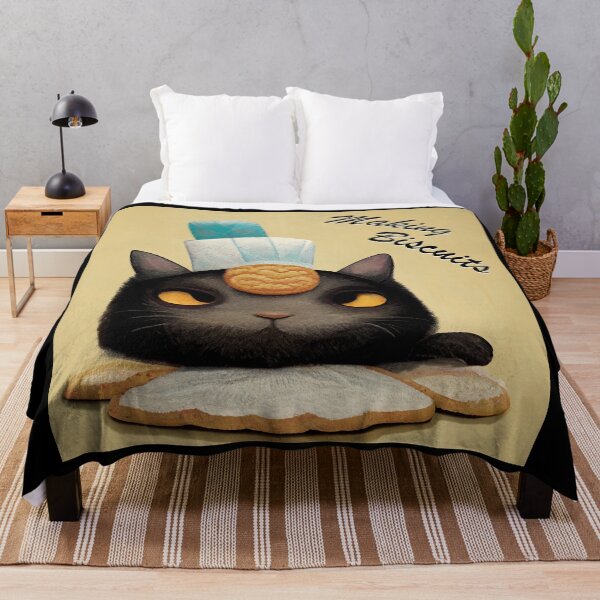 Item preview, Funny Black Cute Cat Making Biscuits With Love and a Cookie on Head designed and sold by MattsMultiverse.
