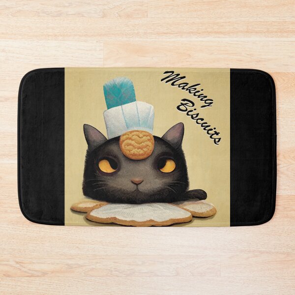 Item preview, Funny Black Cute Cat Making Biscuits With Love and a Cookie on Head designed and sold by MattsMultiverse.