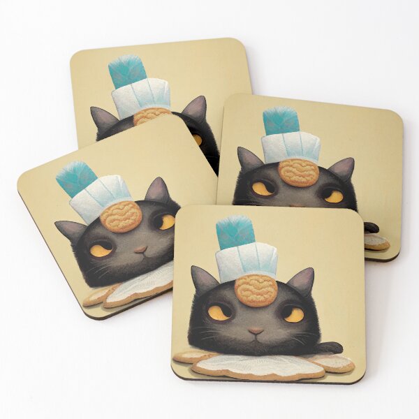 Item preview, Funny Black Cute Cat Making Biscuits With Love and a Cookie on Head No Text designed and sold by MattsMultiverse.