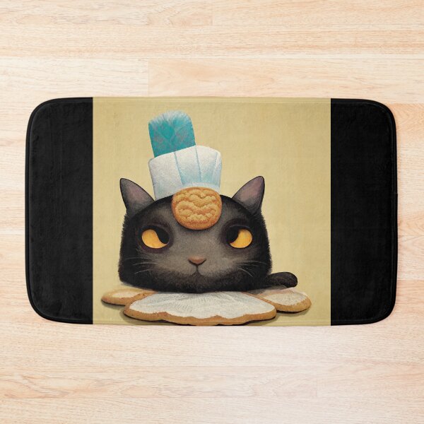 Item preview, Funny Black Cute Cat Making Biscuits With Love and a Cookie on Head No Text designed and sold by MattsMultiverse.