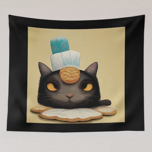 Item preview, Funny Black Cute Cat Making Biscuits With Love and a Cookie on Head No Text designed and sold by MattsMultiverse.