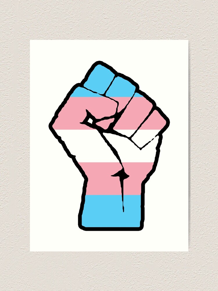 Raised Fist Transgender Flag Art Print By Thealien Redbubble