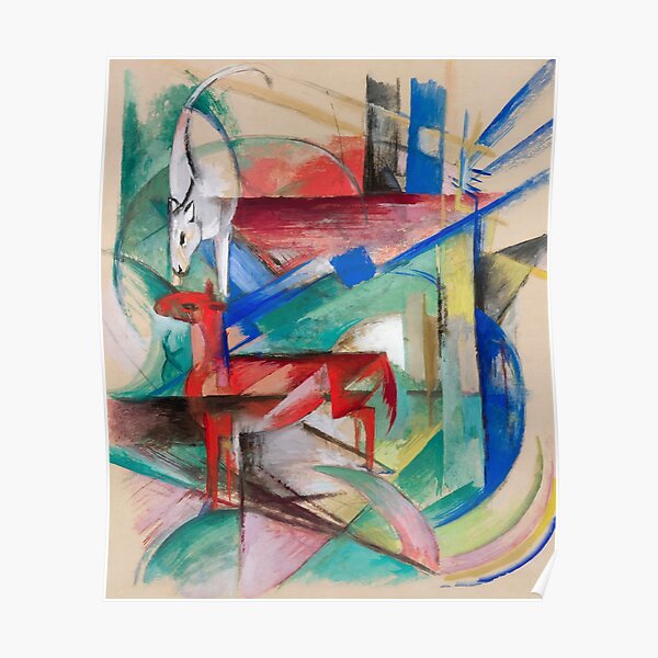 "Franz Marc Landscape with Animals famous painting" Poster for Sale