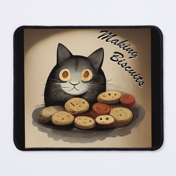 Item preview, Cute Black Funny Cat Making Biscuits With Love on a Cookie Plate designed and sold by MattsMultiverse.