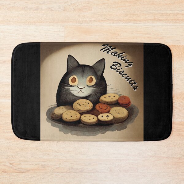Item preview, Cute Black Funny Cat Making Biscuits With Love on a Cookie Plate designed and sold by MattsMultiverse.