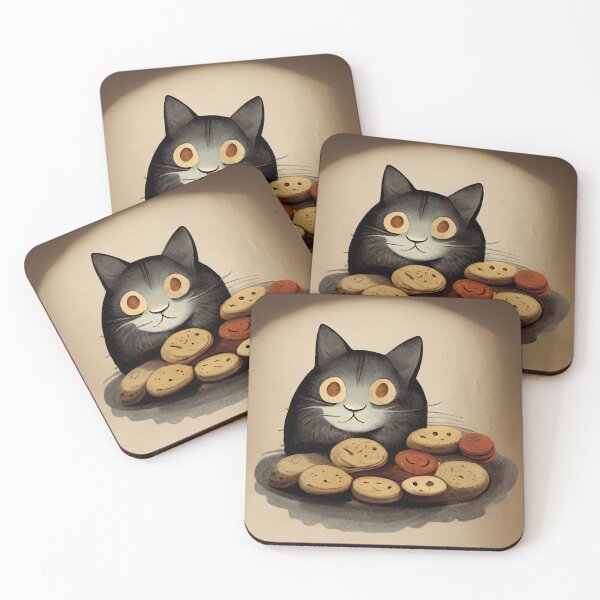 Item preview, Cute Black Funny Cat Making Biscuits With Love on a Cookie Plate No Text designed and sold by MattsMultiverse.