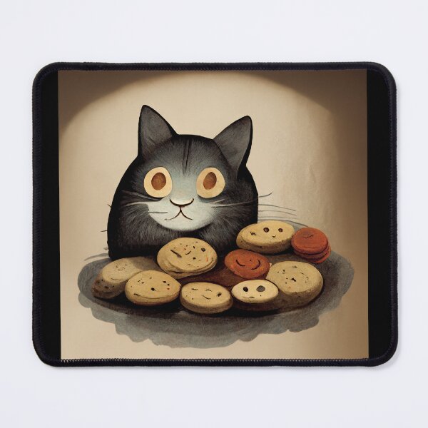 Item preview, Cute Black Funny Cat Making Biscuits With Love on a Cookie Plate No Text designed and sold by MattsMultiverse.