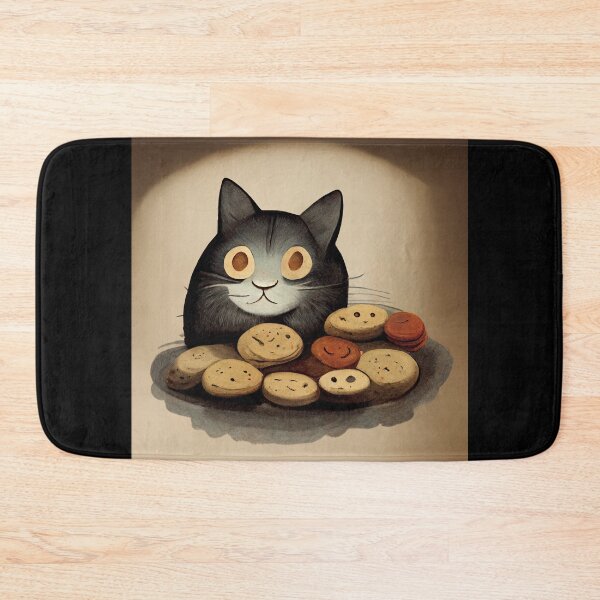 Item preview, Cute Black Funny Cat Making Biscuits With Love on a Cookie Plate No Text designed and sold by MattsMultiverse.