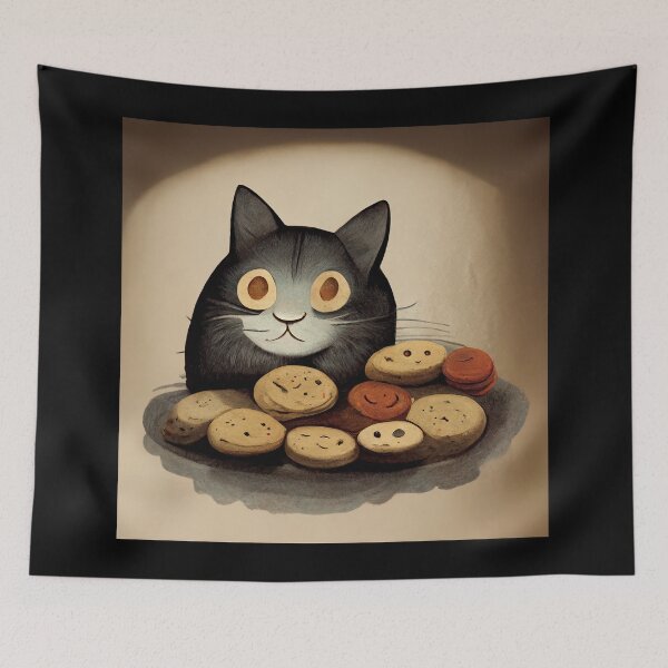 Item preview, Cute Black Funny Cat Making Biscuits With Love on a Cookie Plate No Text designed and sold by MattsMultiverse.