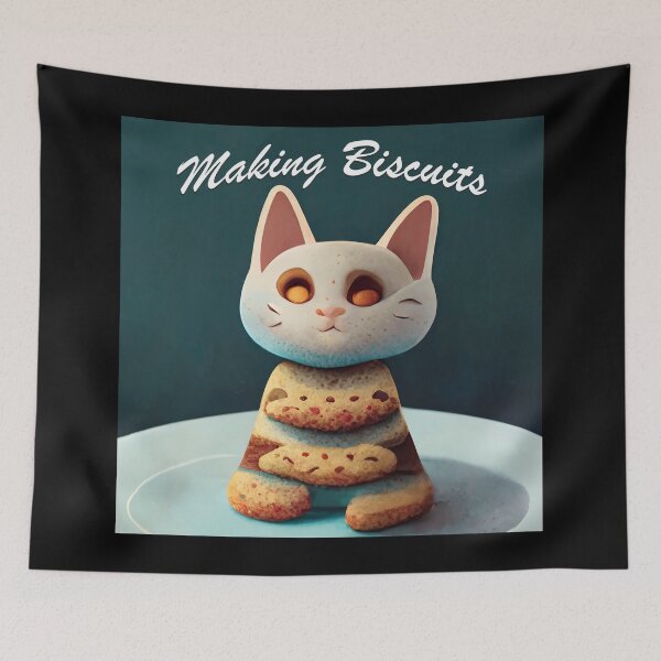 Item preview, Cute White Funny Cookie Cat Making Biscuits With Love and Cookie Tower designed and sold by MattsMultiverse.