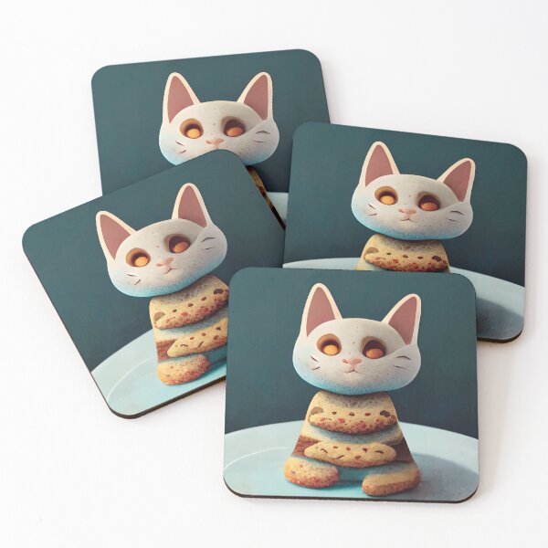 Item preview, Cute White Funny Cookie Cat Making Biscuits With Love and Cookie Tower No Text designed and sold by MattsMultiverse.