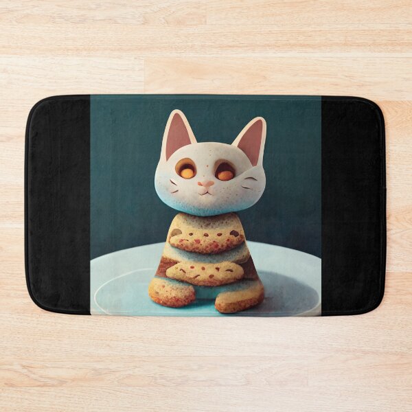 Item preview, Cute White Funny Cookie Cat Making Biscuits With Love and Cookie Tower No Text designed and sold by MattsMultiverse.