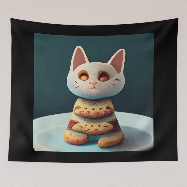 Item preview, Cute White Funny Cookie Cat Making Biscuits With Love and Cookie Tower No Text designed and sold by MattsMultiverse.