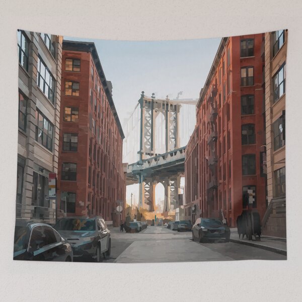 Item preview, Manhattan Bridge from New York Street - Watercolour Style designed and sold by WWWC2288.