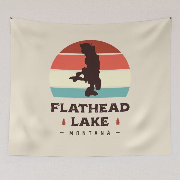 Item preview, Flathead Lake Montana National Park Hiking Retro designed and sold by Uppercase Tees.