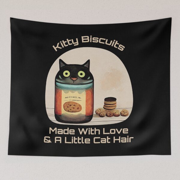Item preview, Funny Black Cute Cat Making Biscuits With Love and Cat Hair in a Cookie Jar designed and sold by MattsMultiverse.