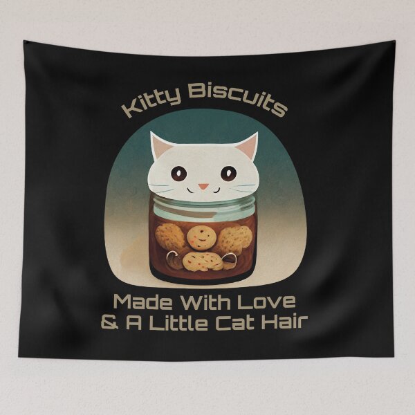 Item preview, Funny White Cute Cat Making Biscuits With Love and Cat Hair in a Cookie Jar designed and sold by MattsMultiverse.