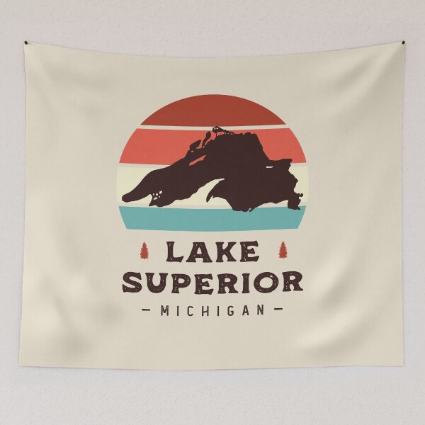 Item preview, Lake Superior Michigan National Park Hiking Retro designed and sold by Uppercase Tees.