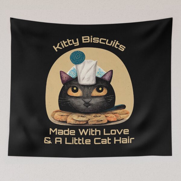 Item preview, Funny Black Cute Cat Making Biscuits With Love and Cat Hair with Milk on Head designed and sold by MattsMultiverse.