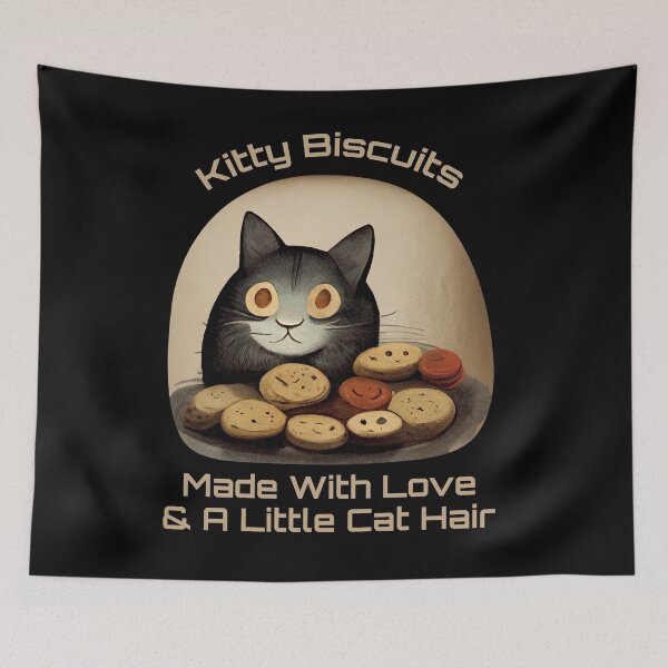 Item preview, Cute Black Funny Cat Making Biscuits With Love and Cat Hair on a Cookie Plate designed and sold by MattsMultiverse.