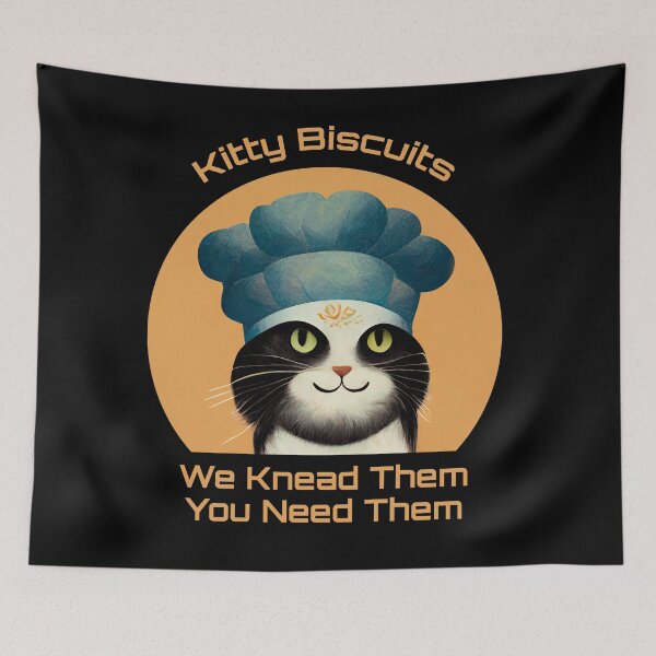 Item preview, Cute Black and White Funny Cat Making Biscuits With Love and a Chef Hat You Need Them designed and sold by MattsMultiverse.