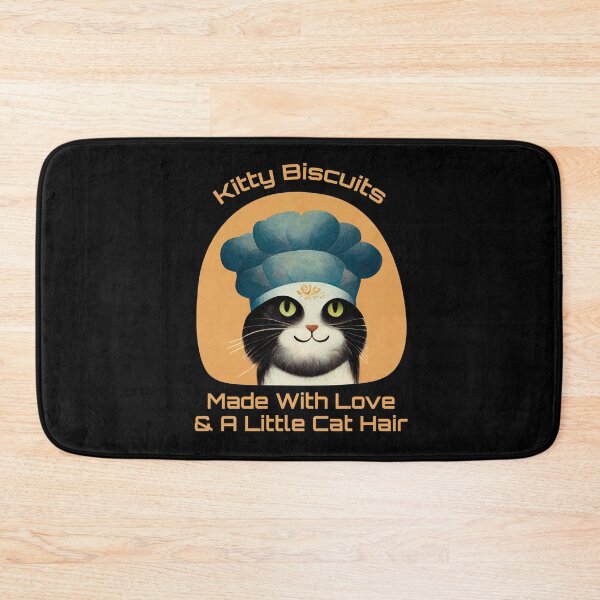Item preview, Cute Black and White Funny Cat Making Biscuits With Love and Cat Hair and a Chef Hat designed and sold by MattsMultiverse.