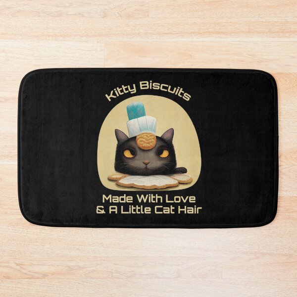 Item preview, Funny Black Cute Cat Making Biscuits With Love and Cat Hair and a Cookie on Head  designed and sold by MattsMultiverse.