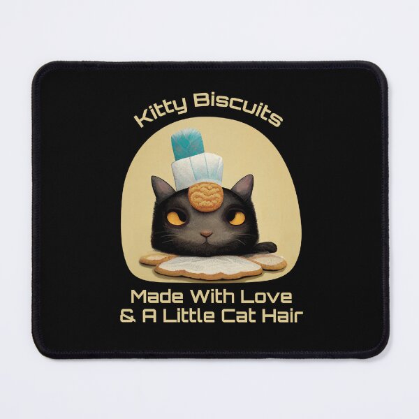 Item preview, Funny Black Cute Cat Making Biscuits With Love and Cat Hair and a Cookie on Head designed and sold by MattsMultiverse.