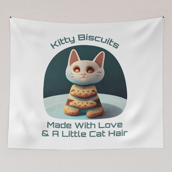Item preview, Cute White Funny Cookie Cat Making Biscuits With Love and Cat Hair and Cookie Tower designed and sold by MattsMultiverse.
