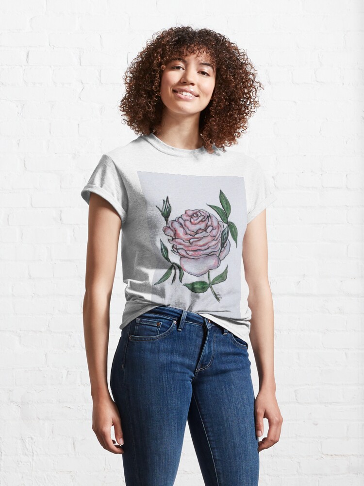 Alternate view of Pink And White Rose Classic T-Shirt