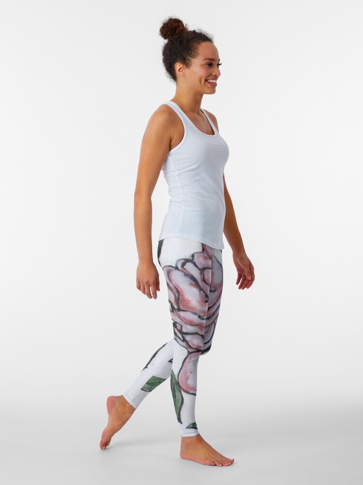 Alternate view of Pink And White Rose Leggings