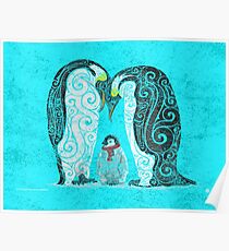 Swirly Penguin Family Poster