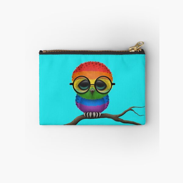 Item preview, Nerdy Gay Pride Rainbow Baby Owl on a Branch designed and sold by JeffBartels.