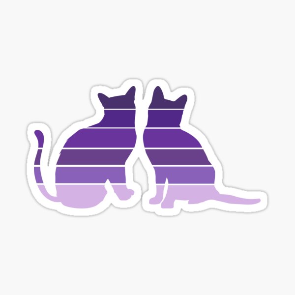 Purple Sunset Colored Cats Sticker