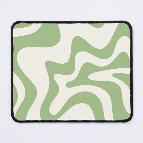 Item preview, Retro Liquid Swirl Abstract Pattern Square in Light Sage Green and Cream designed and sold by kierkegaard.