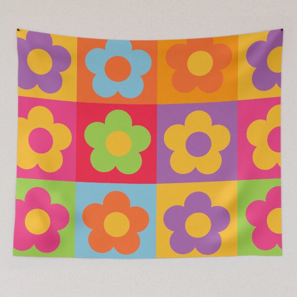 Item preview, Happy Flower Power Colors Seamless Pattern Print designed and sold by ClaudiaFlores.
